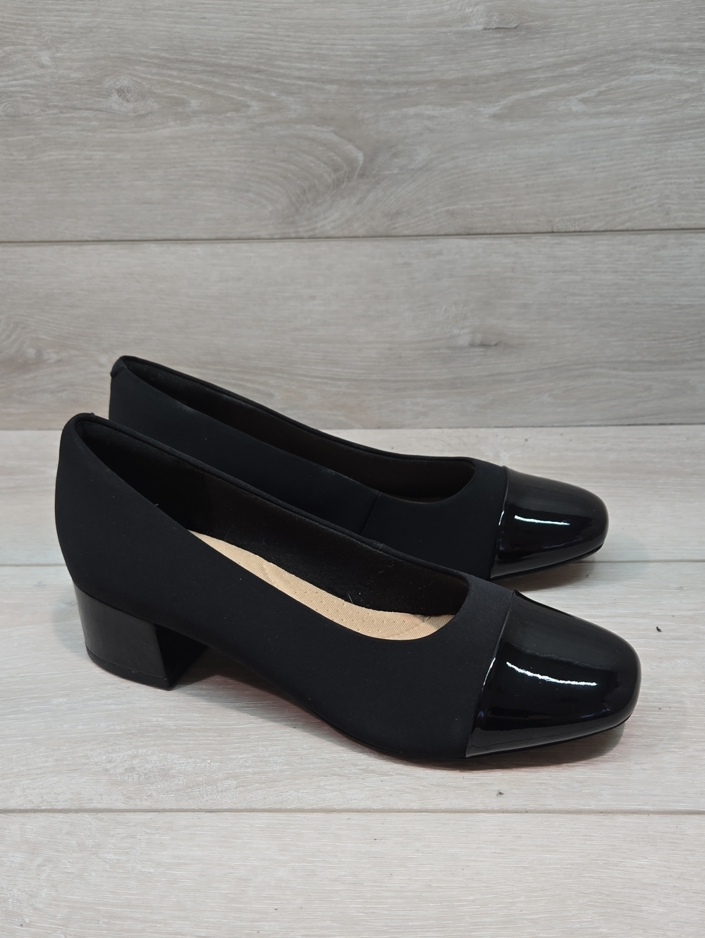 NEW Clarks Women Marilyn Sara Black Block Heel Pumps -Elegant Dress Shoes Sz 9M